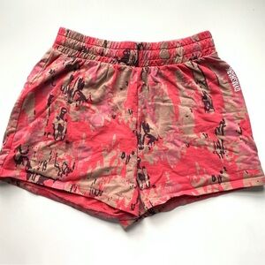 GYMSHARK Graphic Camo Raspberry Print Drawstring Waist Pull On Shorts Size XS